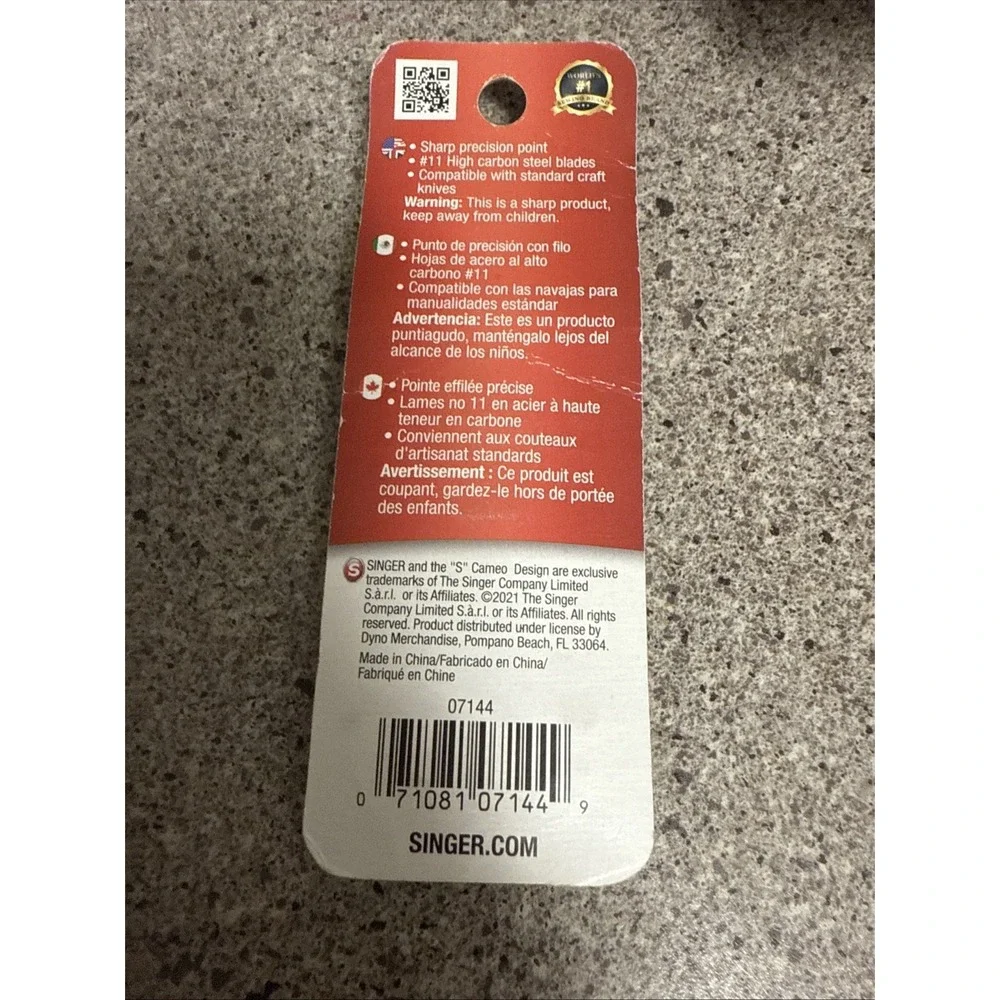 Singer Craft Knife Replacement Blades 5/Pkg-#11‎ 07144